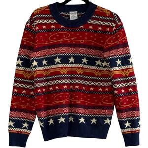 BoxLunch Wonder Woman Patriotic Holiday Sweater DC Comics Americana Medium USA